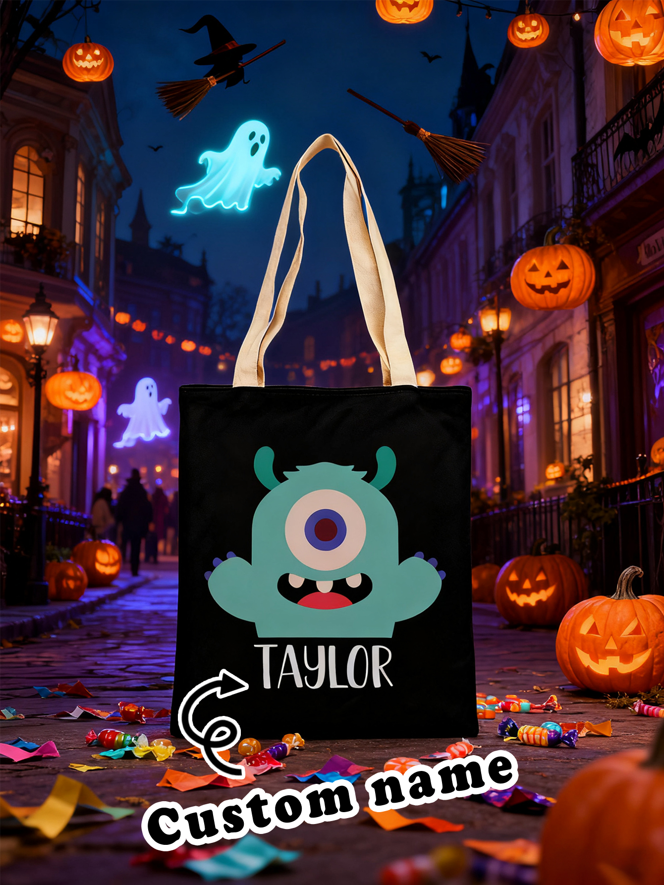Personalized One-Eyed Monster Halloween Treat Bags